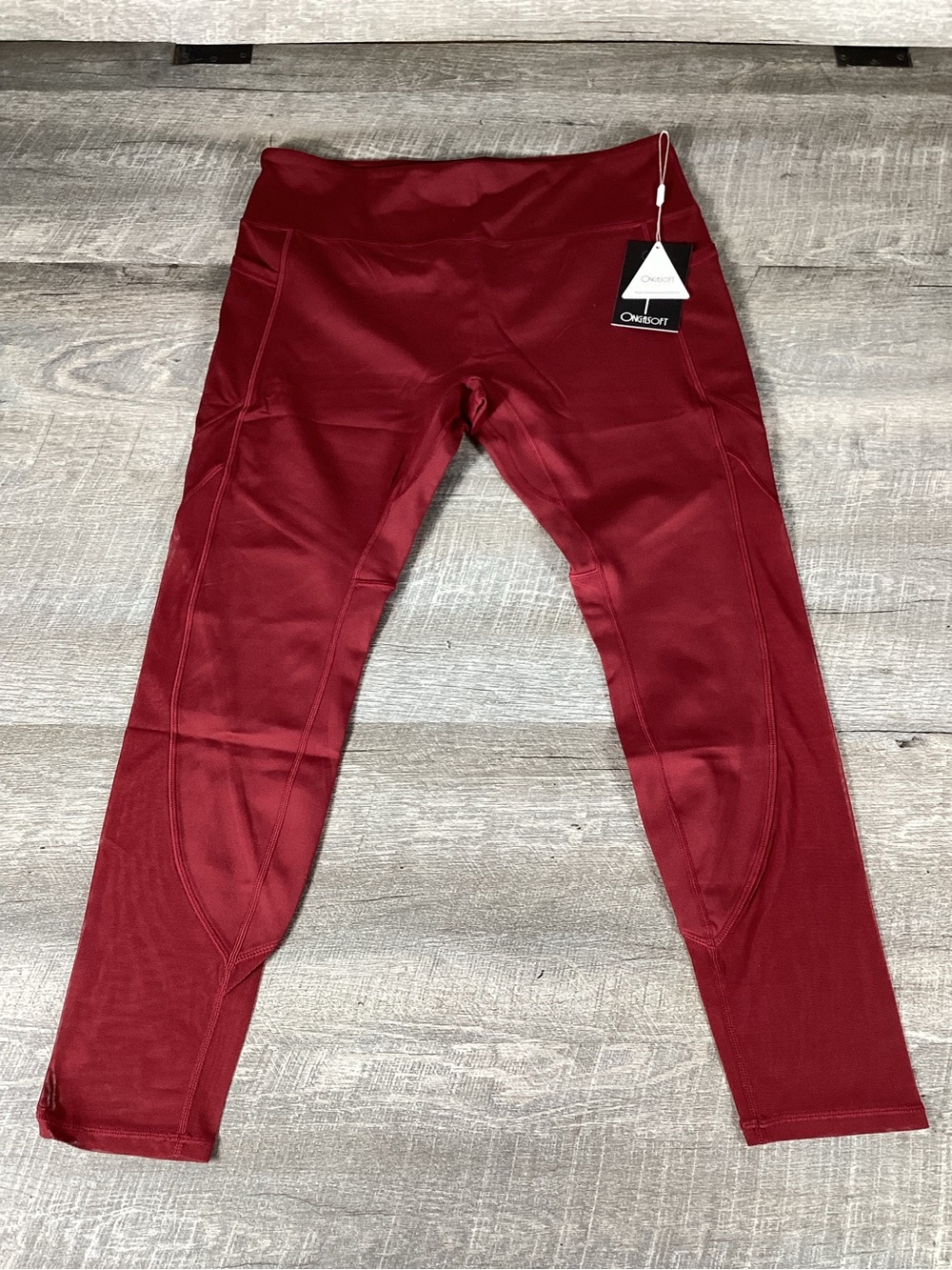 Ongasoft Yoga Leggings XXL Wine Red High Waist Compression Activewear NWT